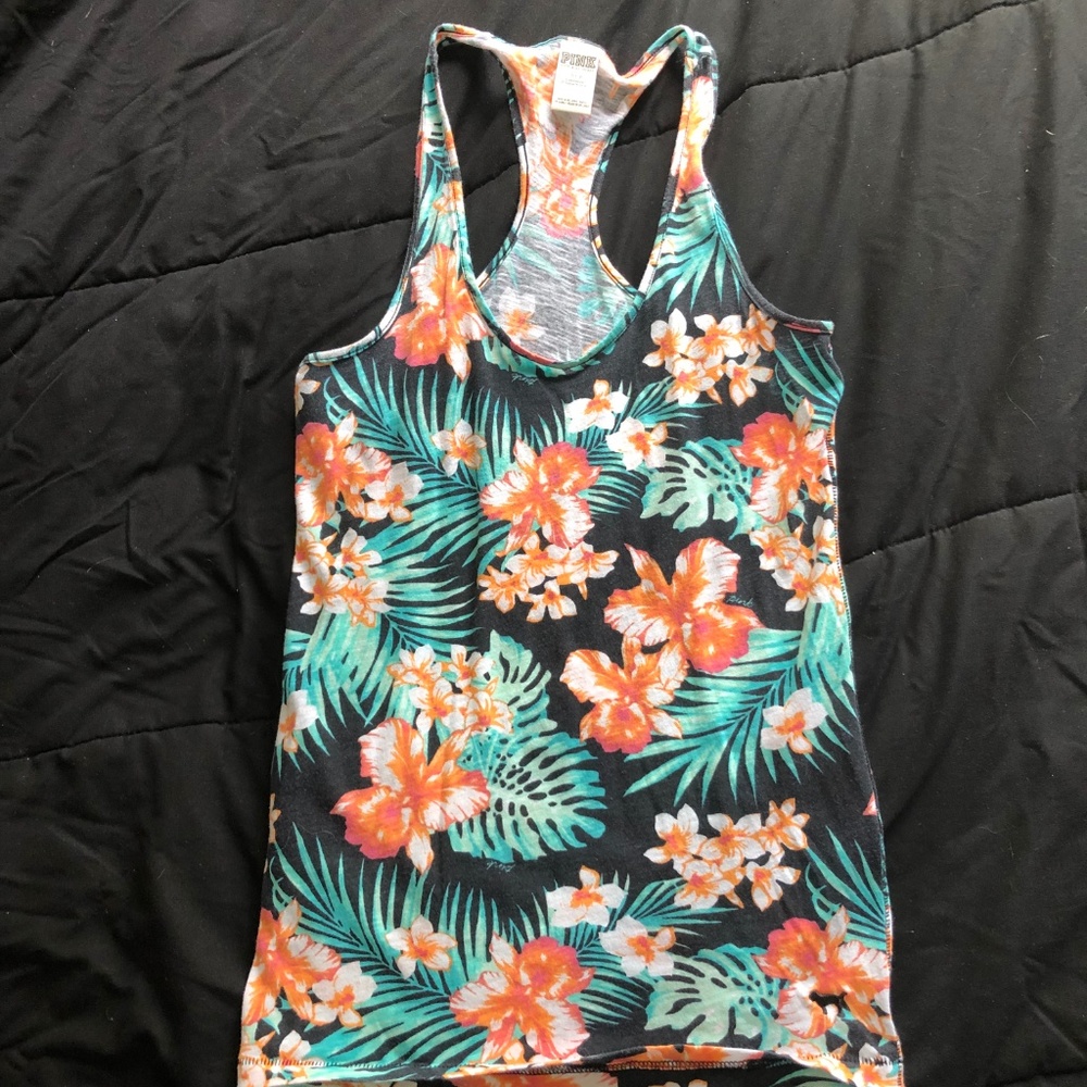 PINK Palm Floral Tank Top